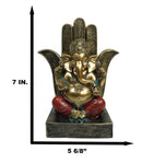 Hindu Elephant God Ganesha Seated On Hamsa Palm Hand of God Throne Figurine