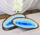 Pack Of 3 Blue Aozora Kannyu Porcelain Oblong Shaped 12" L Serving Platters