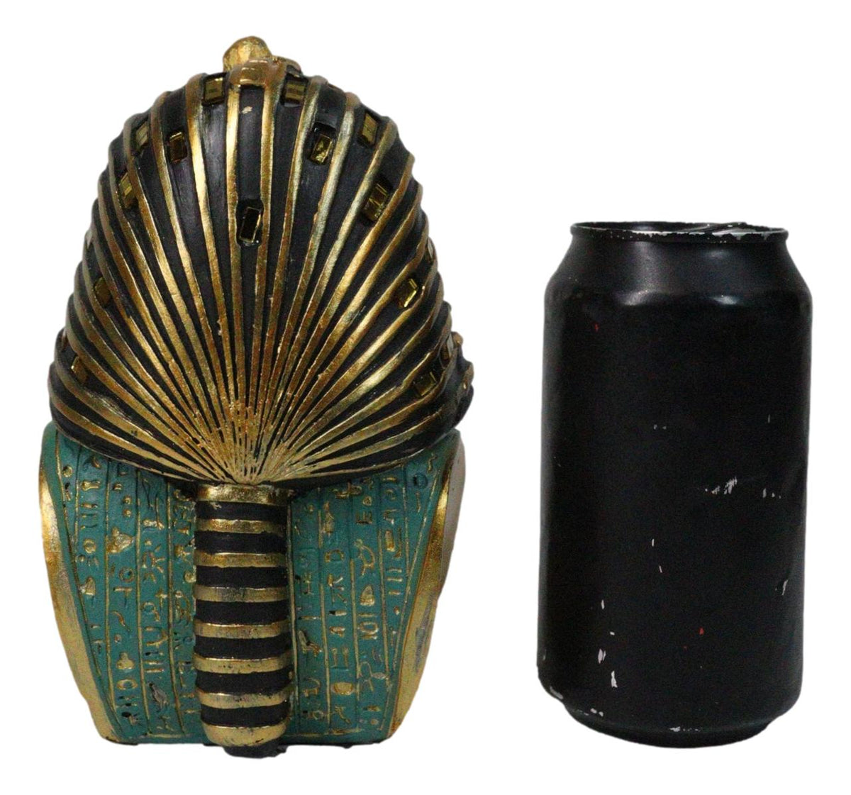 Ancient Egyptian Golden Cobra and Vulture Nemes Mask of Pharaoh Sculpture 6.5"H