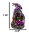 Purple Mother Dragon Guarding LED Faux Crystals Egg With Hatchlings Figurine