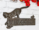Cast Iron Whimsical Hungry Kitty Cat Chasing 2 Mice Wall Decor Welcome Sign
