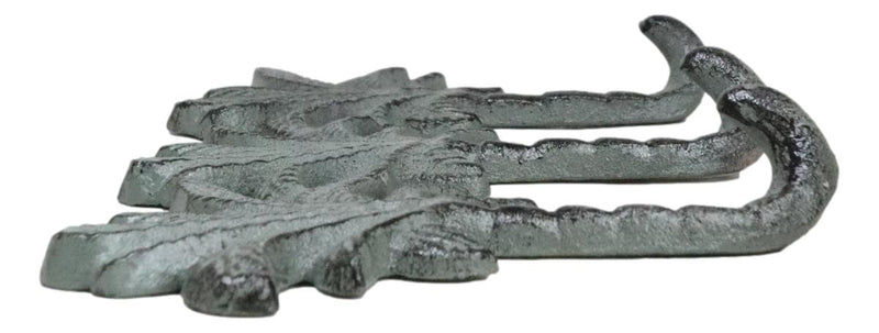 Pack Of 2 Cast Iron Verdigris Beach Coconut Palm Trees Triple Wall Key Hooks