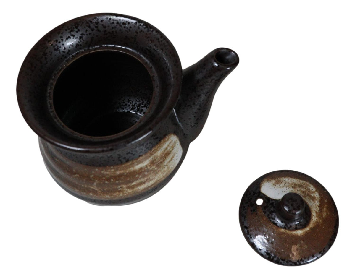 Japanese Black Tenmoku Glazed Porcelain Soy Sauce Oil Vinegar Dispenser Flask