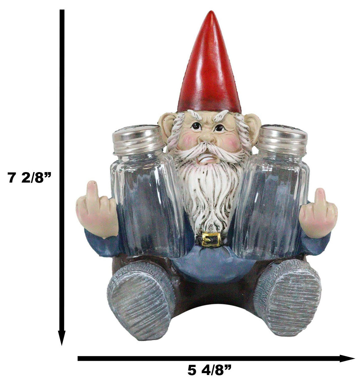 Salty Rude Mr Gnome Flipping The Bird Bugger Off Salt And Pepper Shakers Holder
