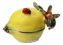 Yellow Lemon Ladybug Pewter Austrian Crystals Bejewelled Trinket Jewelry Box