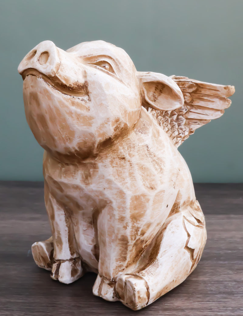 Rustic Country Farmhouse Hog Heavens Flying Baby Angel Pig Coin Money Bank