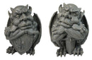 Set of 2 Gothic Notre Dame Gargoyle Shield And Sword Bearer Chimera Figurines