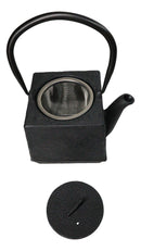 Black Traditional Square Tetsubin Medium Cast Iron Teapot 28oz Tea Pot W/ Handle