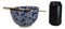 Blue Botanica Floral Blossoms 20Oz Donburi Ramen Soup Bowl With Chopsticks Set