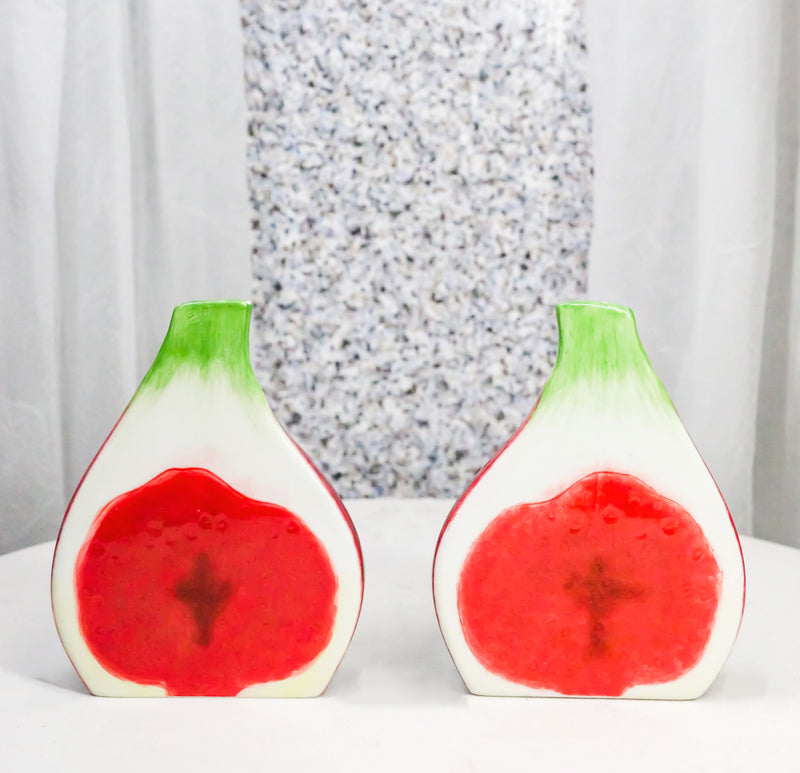 Realistic Ceramic Purple Fig Halves Salt And Pepper Shakers Figurine Set