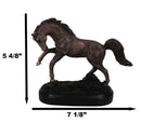 Rustic Western Country Stallion Horse Textured Bronze Resin Figurine With Base