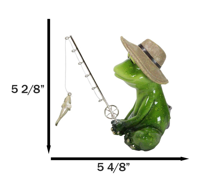 catching frogs on a fishing pole Catch of The Day Green Frog Rod Fishing And Wearing Fisherman Hat Figu– Ebros Gift