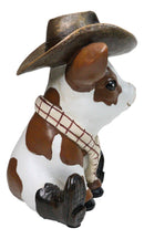 Western Brown Spotted Texas Longhorn Cow With Cowboy Hat And Boots Figurine