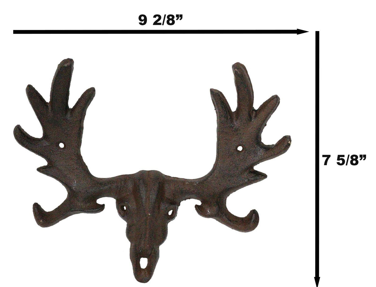 Cast Iron Western Rustic Bull Moose Head Wall Double Hooks For Keys Leashes Hats