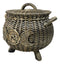 Wiccan Triple Moon Cauldron Pot In Wicker Finish Decorative Trinket Crystals Box