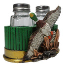 Rustic Western Mallard Duck Meadow Green Shotgun Shells Salt Pepper Shakers Set