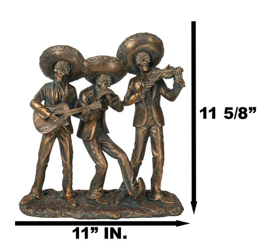 Day of The Dead Skeleton Mariachi Trio Guitarron Trumpet And Violin Figurine