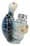 Nautical Marine Blue Giant Sea Turtle Hugging Salt And Pepper Shakers Holder Set