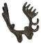 Set Of 2 Cast Iron Western Rustic Bull Moose Antlers Rack 4 Pegs Wall Hooks