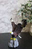 American Pride Bald Eagle with Open Wings by Rocky Cliff Ledge Figurine 5.75"H