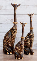 Balikraft Balinese Wood Handicrafts Large Safari Giraffe Family Figurine Set