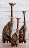 Balikraft Balinese Wood Handicrafts Large Safari Giraffe Family Figurine Set