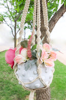 Hand Woven Cotton Rope Boho Chic Macrame Wall Hanger With Ceramic Planter Pot