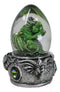 Speak No Evil Green Wyrmling Dragon In Colorful LED Acrylic Glass Egg Figurine