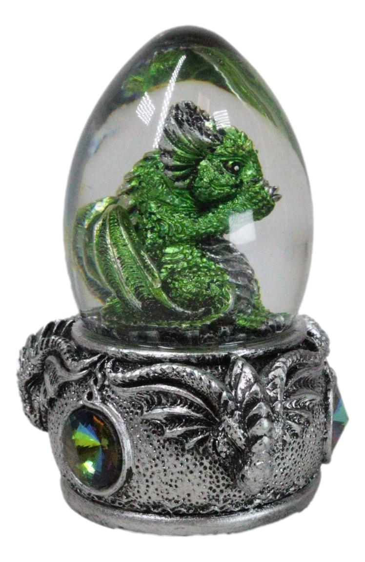 Speak No Evil Green Wyrmling Dragon In Colorful LED Acrylic Glass Egg Figurine