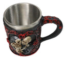 Red Rose Heart Motif Gothic Skeleton Couple Kissing Resin Coffee Cup Mug
