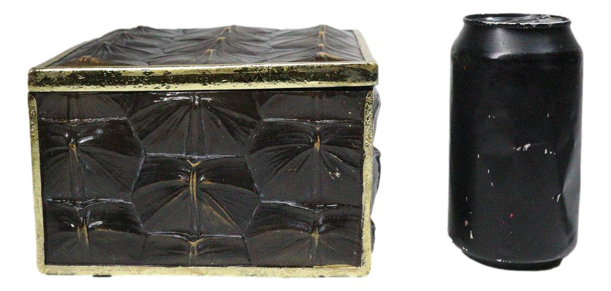 Realistic Faux Turtle Shell Print With Gold Trim Decorative Jewelry Trinket Box