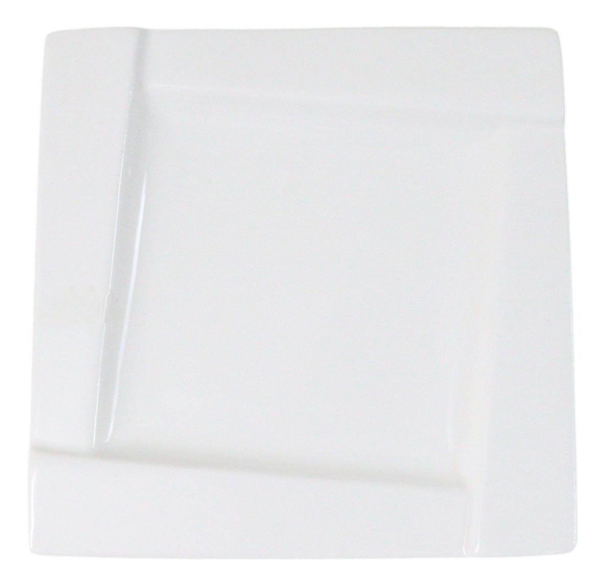 Set Of 6 Contemporary White Porcelain Square Salad Appetizer Dessert Plates 5.5"