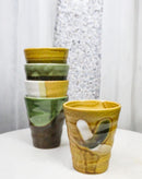 Abstract Art Tenmoku Glazed Ceramic 10oz Coffee Tea Cup Set of 5 Made In Japan