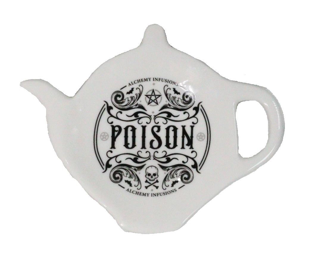 Pack Of 2 Wicca Poison Witch Alchemy Ceramic Tea Spoon Or Bag Holder Plates