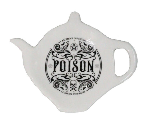 Pack Of 2 Wicca Poison Witch Alchemy Ceramic Tea Spoon Or Bag Holder Plates
