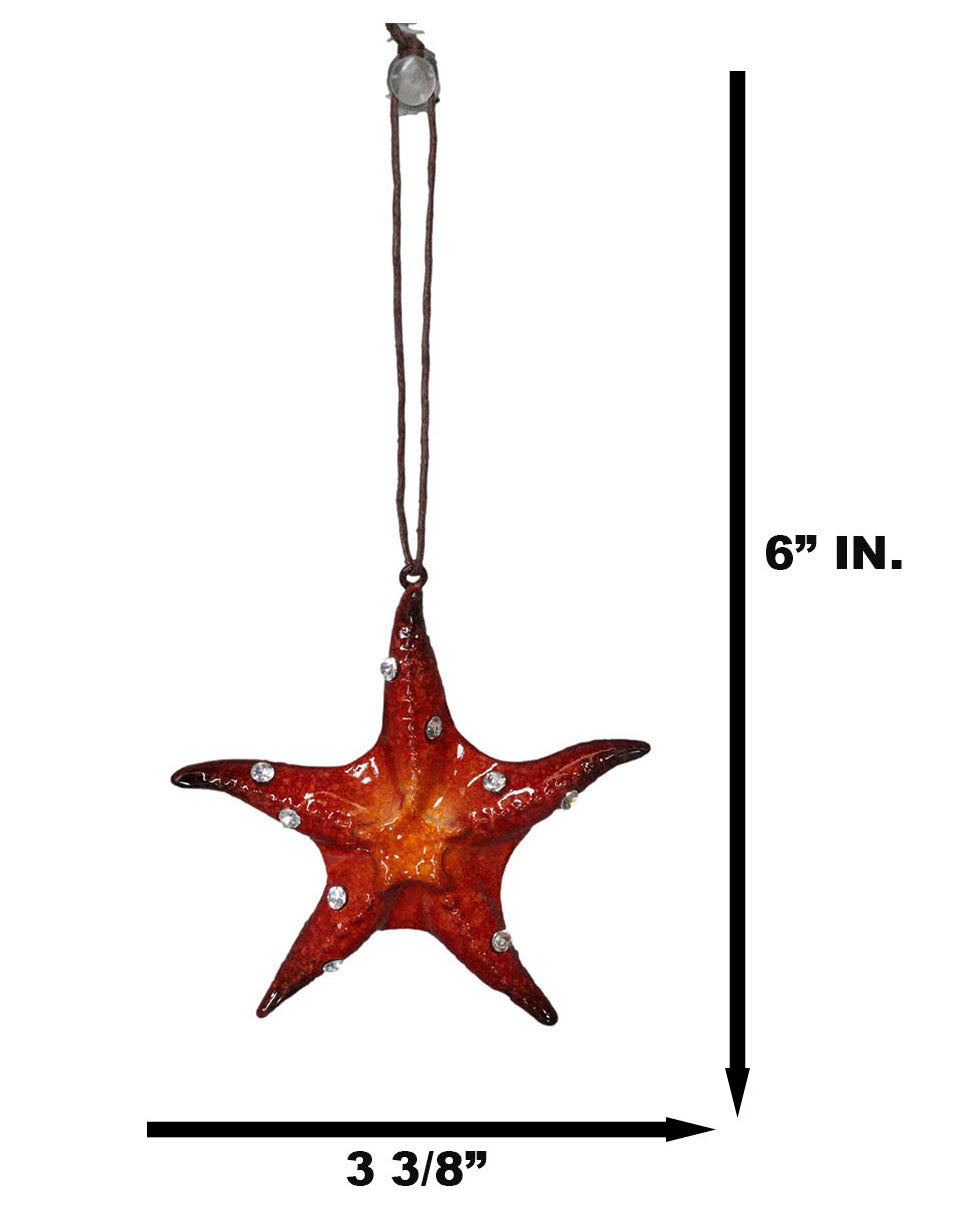 Set Of 6 Red Starfish Sea Stars Ocean Marine Wall Hanging Decor Tree Ornaments
