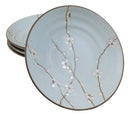 Made In Japan Porcelain Soushun Sakura Green Plum 9"D Deep Plates Bowls Set - Ebros Gift