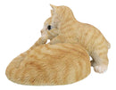 Realistic Curious Feline Orange Tabby Cat Mother with Cute Kitten Figurine 12"L