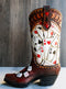 Rustic Western Gambler Casino Poker Cards Dice Cowboy Boot Vase Planter Figurine