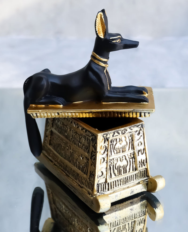 Ebros Egyptian God Hieroglyphic Anubis Dog Egyptian Miniature Cartouche Box