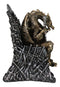 Bronzite Dragon Sitting On Iron Throne Of Swords With Valyrian Blade Figurine