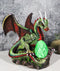 Fantasy Green And Red Volcano Dragon Guarding LED Scaled Egg Decorative Figurine