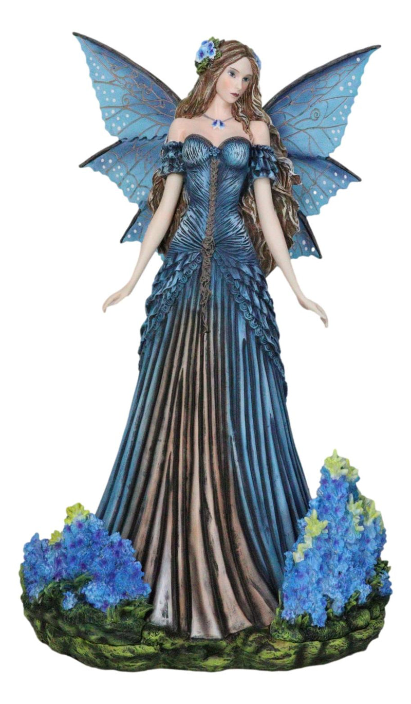 Large 17"H Blue And Purple Beautiful Lavender Garden Meadows Fairy Figurine