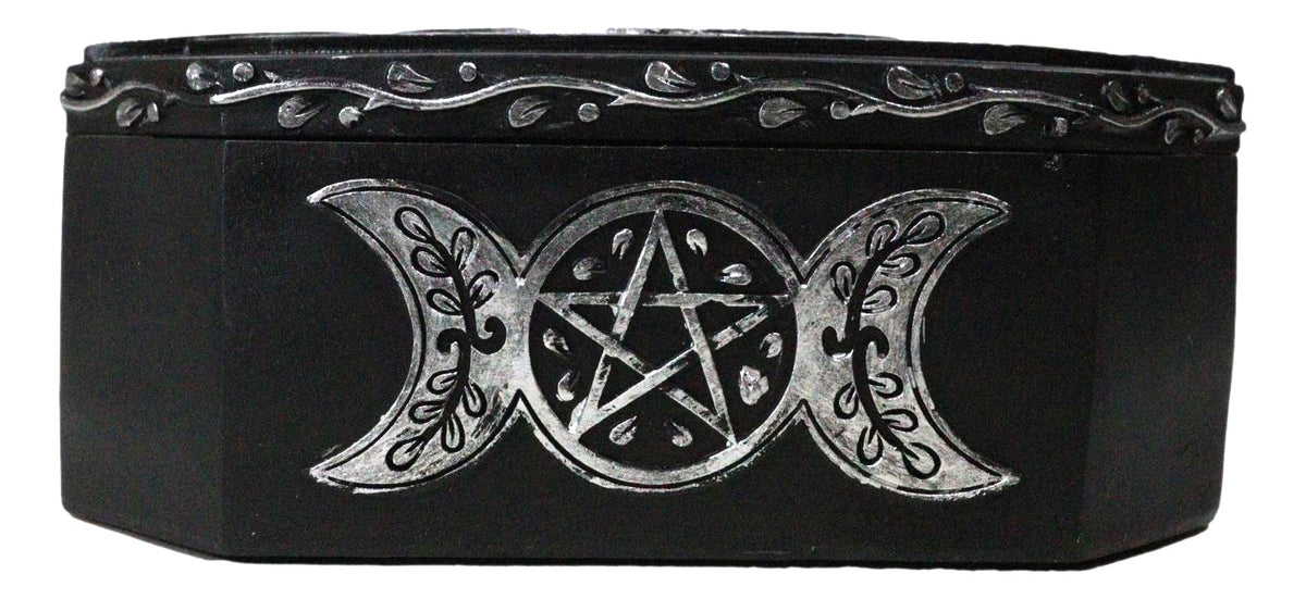 Wiccan Celestial Sacred Crescent Full Moon Triple Moons Decorative Trinket Box