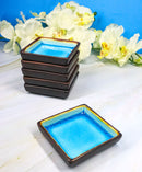 Set Of 6 Blue Sky Aozora Kannyu Ceramic Square Condiment Sauce Dishes 2oz