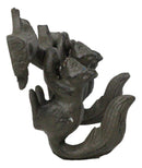 Rustic Country Cast Iron Squirrel On Tree Branch 4-Peg Wall Coat Hooks 13"L