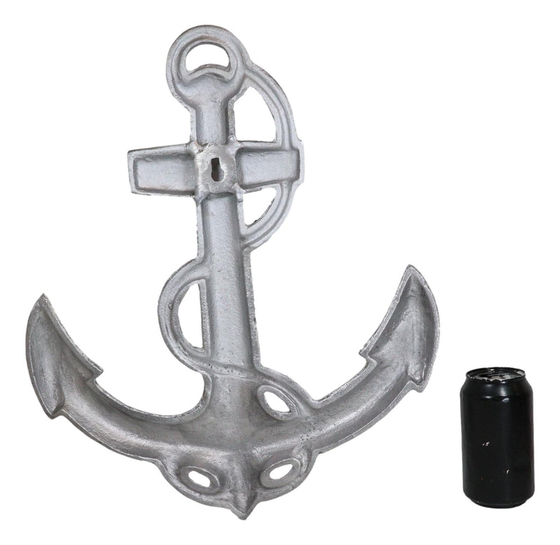 Nautical Ocean Marine Polished Aluminum Metal Ship Anchor Wall Decor Plaque 18"H