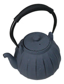 Dark Gray Wide Base Vertical Lines Design Medium Cast Iron Teapot 33oz Tea Pot