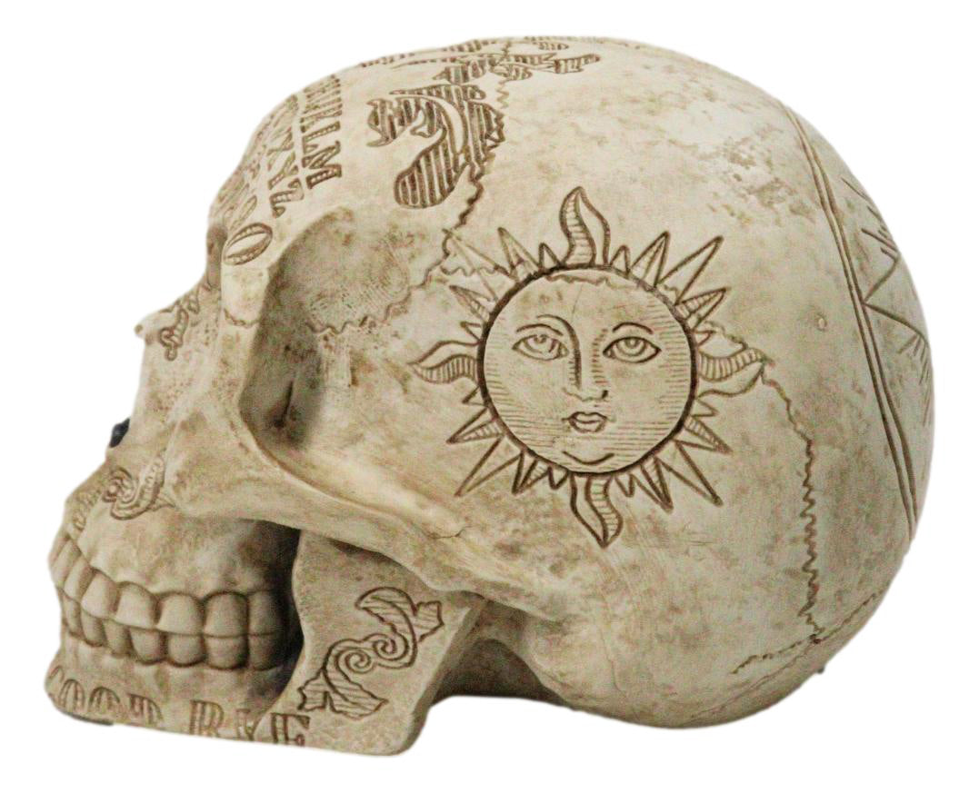 Ebros Paranormal Ouija Board Engraved Skull Figurine Gothic Resin Sculpture