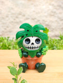 Furry Bones MonstyD Monstera Succulent Plant in Pot Skeleton Figurine Furrybones